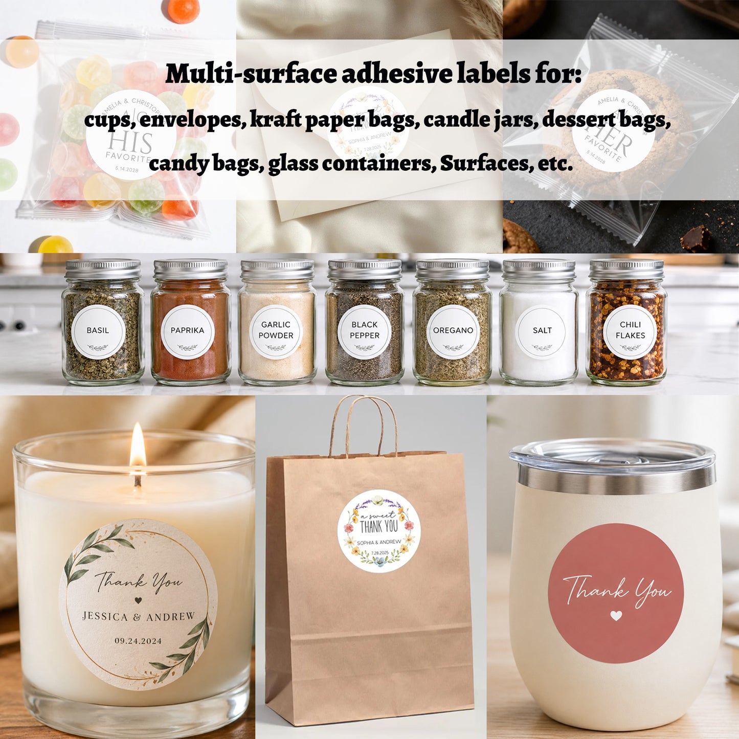 Custom Business Label Stickers – Personalized Name & Logo Labels for Small Business Packaging, Wedding & Product Branding