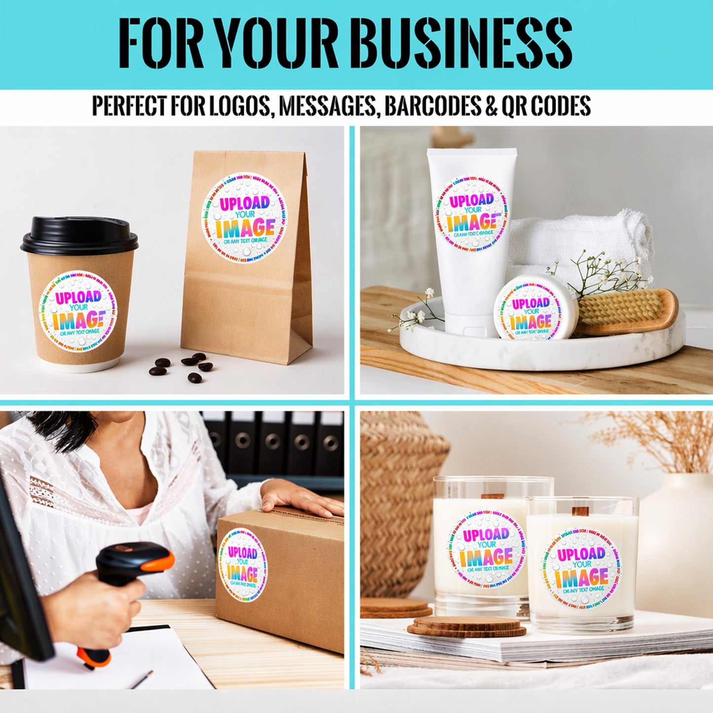 Custom Business Label Stickers – Personalized Name & Logo Labels for Small Business Packaging, Wedding & Product Branding