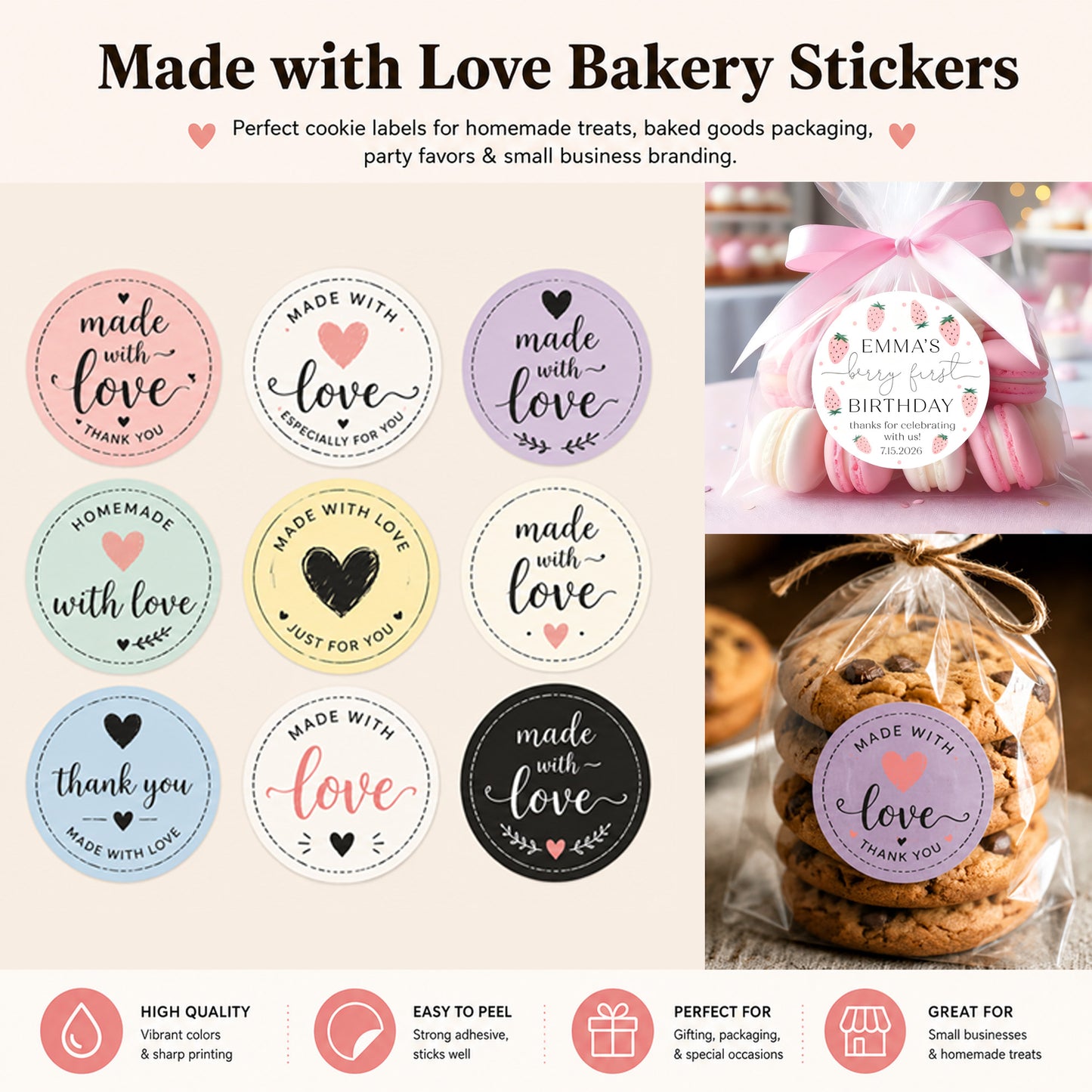 Custom Business Label Stickers – Personalized Name & Logo Labels for Small Business Packaging, Wedding & Product Branding
